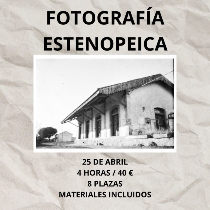Texto sobre un taller de fotografía estenopeica, fecha, duración y precio.